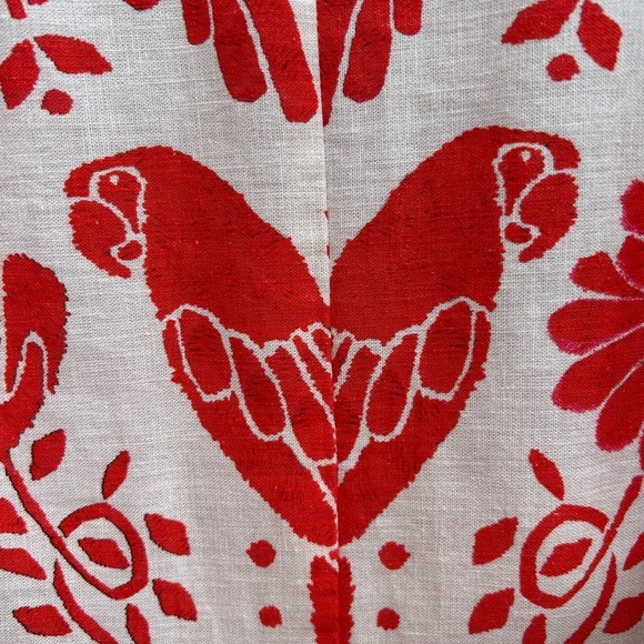 Farm Rio Jungle Flow Belted Mini Dress Red/ Cream Linen, Small - Picture 10 of 16